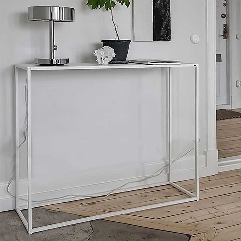 Contemporary Iron Rectangle Storage End Table with Shelf Frame Console Table