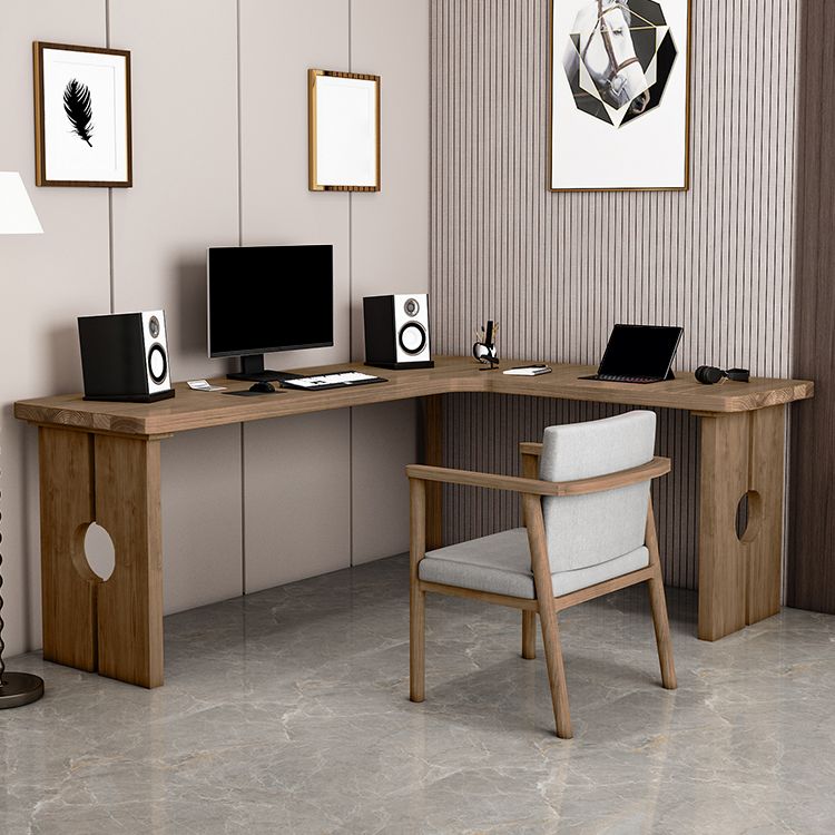 Contemporary Solid Wood Office Desk L-Shape Writing Desk for Office