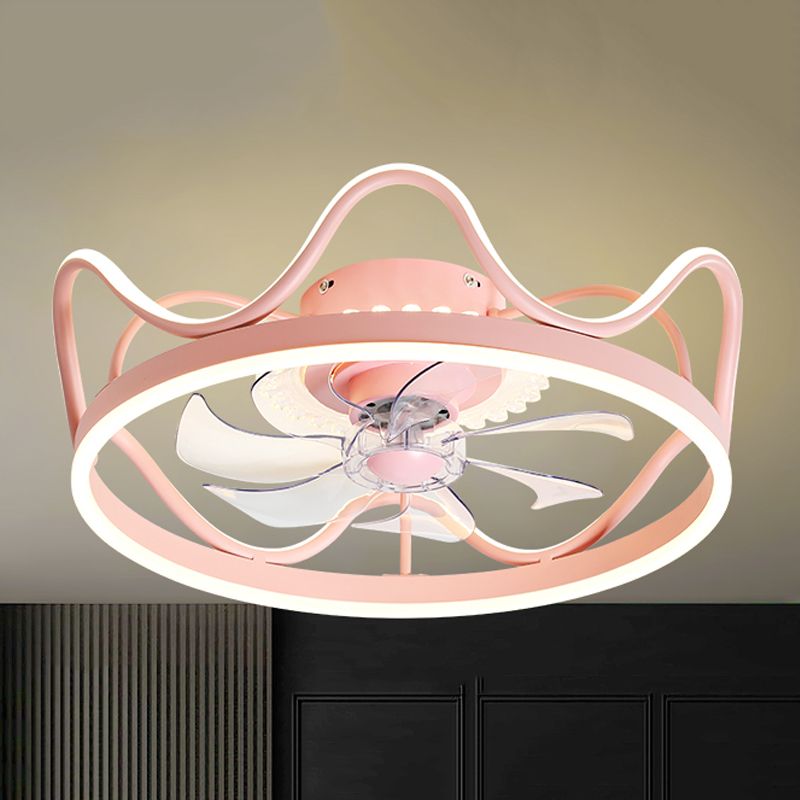 Crown Shape Ceiling Fan Light LED Ceiling Mount Lamp with Acrylic Shade for Bedroom