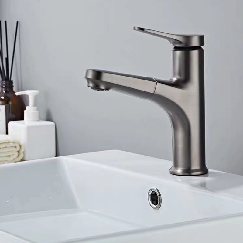 Modern Style Retractable Vessel Faucet Copper Single Handle Vessel Faucet for Bathroom