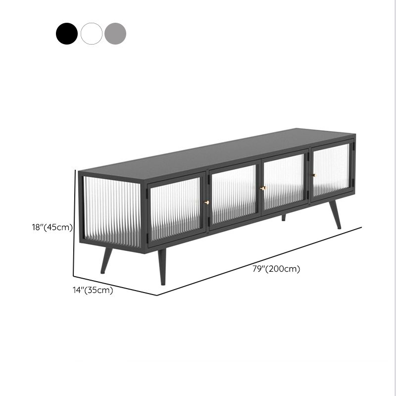 Modern Metal TV Media Stand Enclosed Storage TV Console with Doors for Living Room