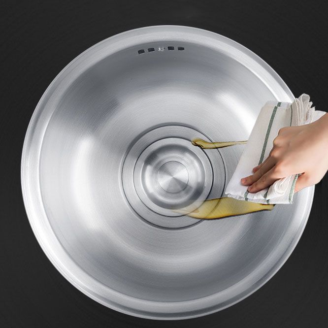 Round Stainless Steel Kitchen Sink with Drain Assembly Drop-In Sink