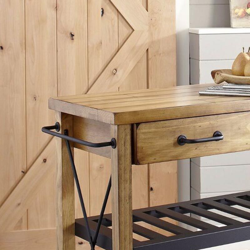 Modern Rolling Kitchen Cart Wood Kitchen Island Cart with Towel Rack