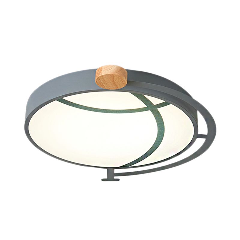 Cartoon Tellurion Design Flush Mount Lighting Acrylic LED Bedroom Flush Ceiling Light in Green/Gray