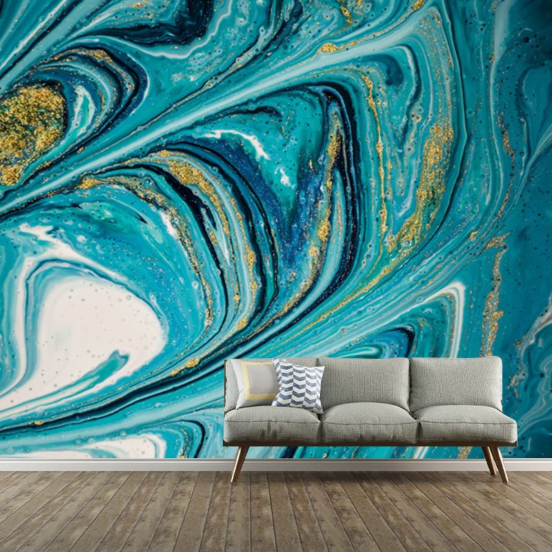 Sea Ripples Wall Paper Mural Blue Tropical Wall Covering for Bedroom, Custom Made