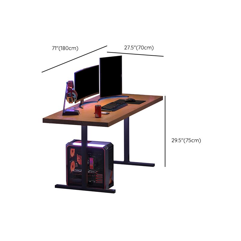 Rectangular Pine Wood Computer Desk T-Shape Base Dormitory Office Desk