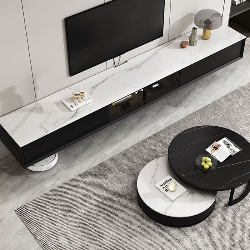 Floating TV Media Stand with Drawers Contemporary TV Console