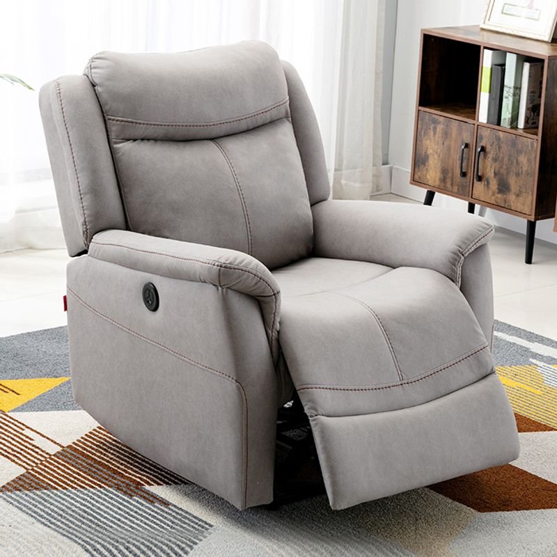 Swivel Rocker Metal Frame Standard Recliner Solid Color Leather Recliner Chair