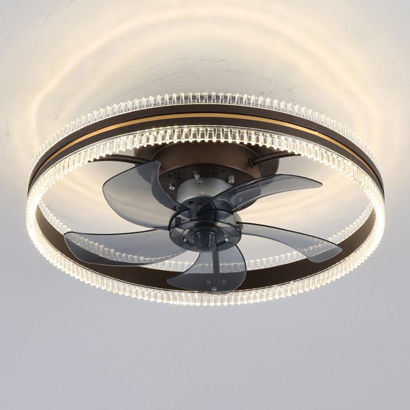 Metal Circle Ceiling Fan Lights Modern Style 2 Light LED Flush Lights