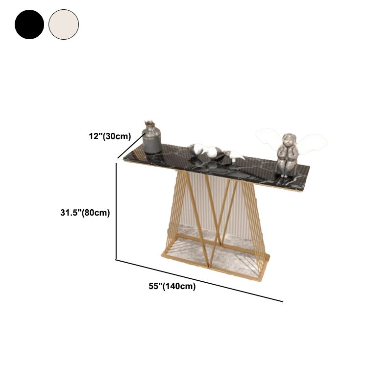 Stone Top Accent Console Table with Gold Metal Legs 31.50" H