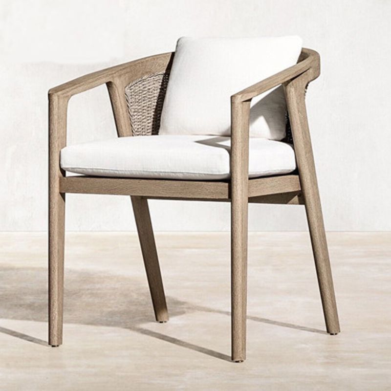 Contemporary Solid Wood Patio Chairs with Arm Patio Dining Chair