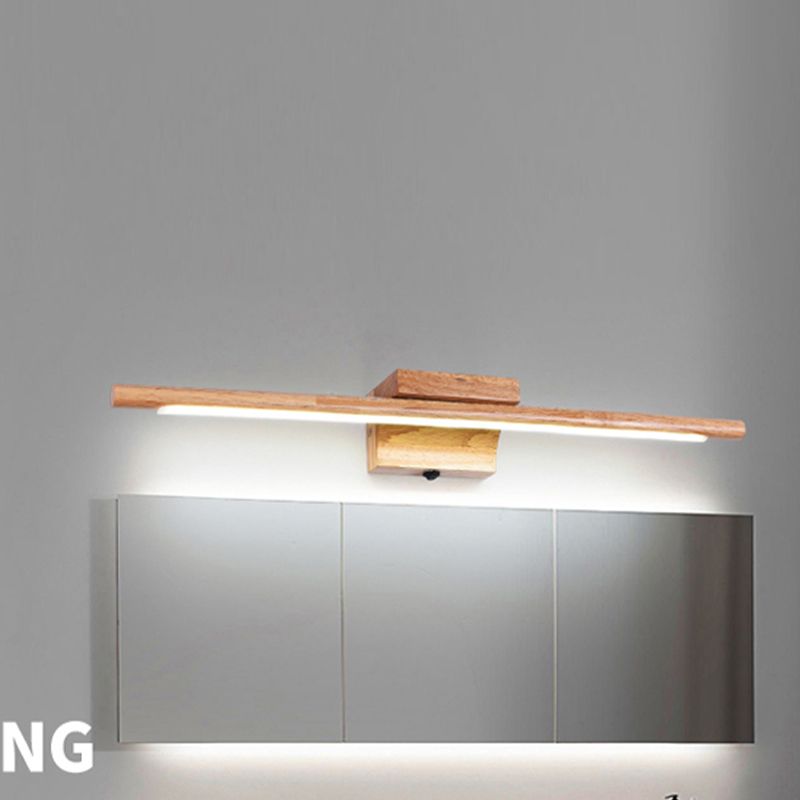 Linear Shape Wall Light Modern Style Wood 1 Lights Sconce Lamp for Bathroom