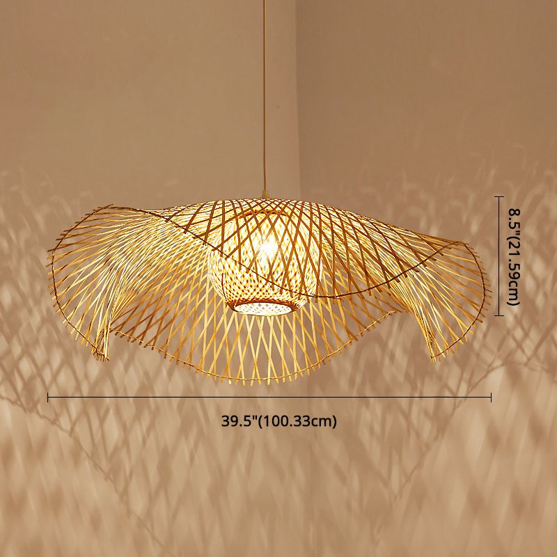 1 Light Swirl Hanging Ceiling Lights Chinese Bamboo Hanging Light Fixtures for Living Room