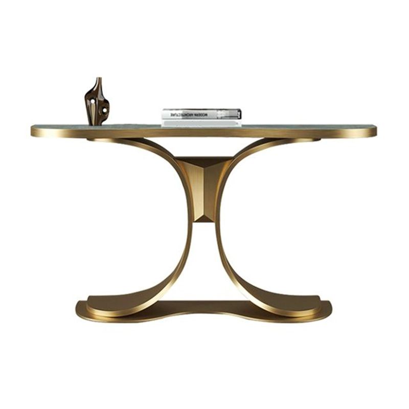 Glam Free Form Sofa Console Table with Stainless Steel Bracket for Hall