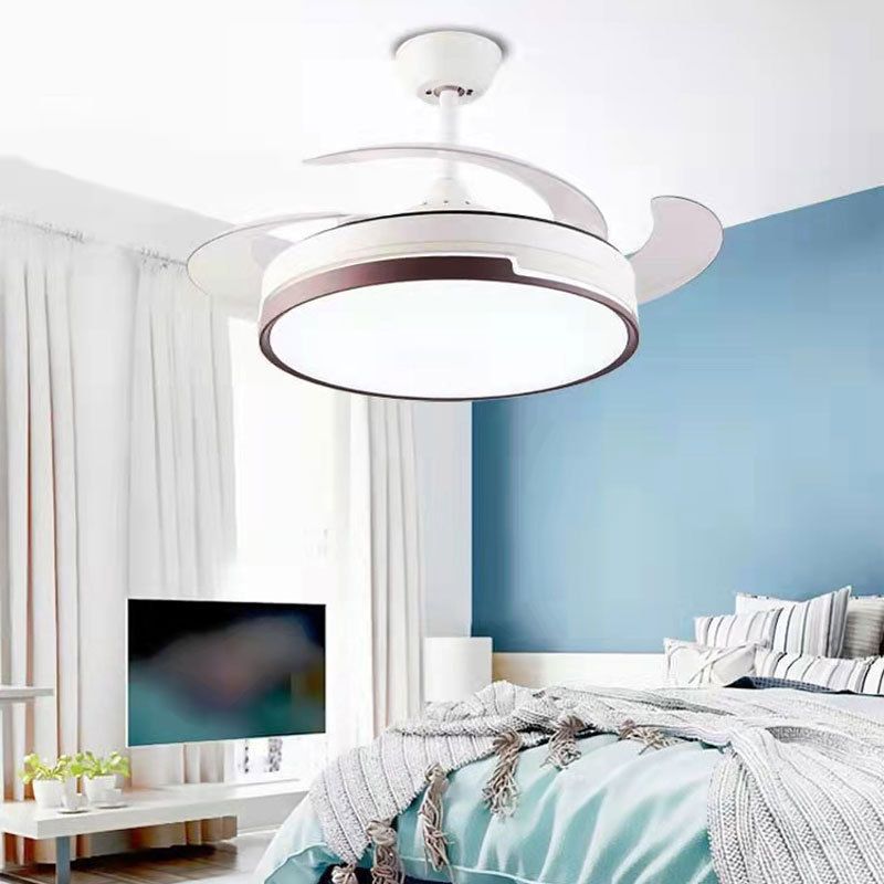 Contemporary Round LED Ceiling Fan Light Minimalism Flush Mount Light for Living Room