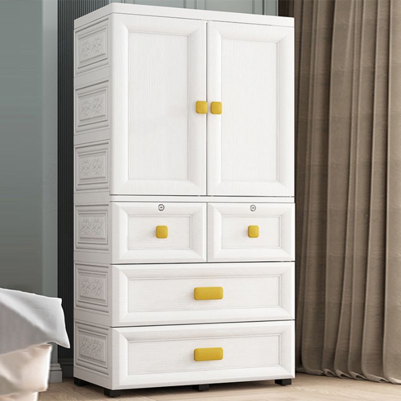 Contemporary Plastic Wardrobe White Colour Bedroom Kids Closet