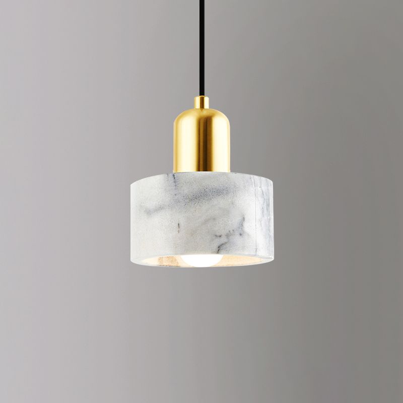 Modern Hanging Light Fixture 1-Light Pendant Lamp with Stone Shade for Bedroom