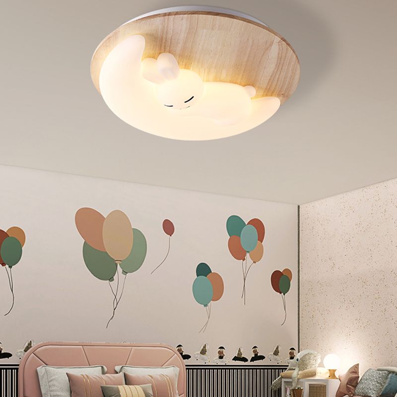 Close to Ceiling Lighting Simple Style LED Wooden Close to Ceiling Lamp