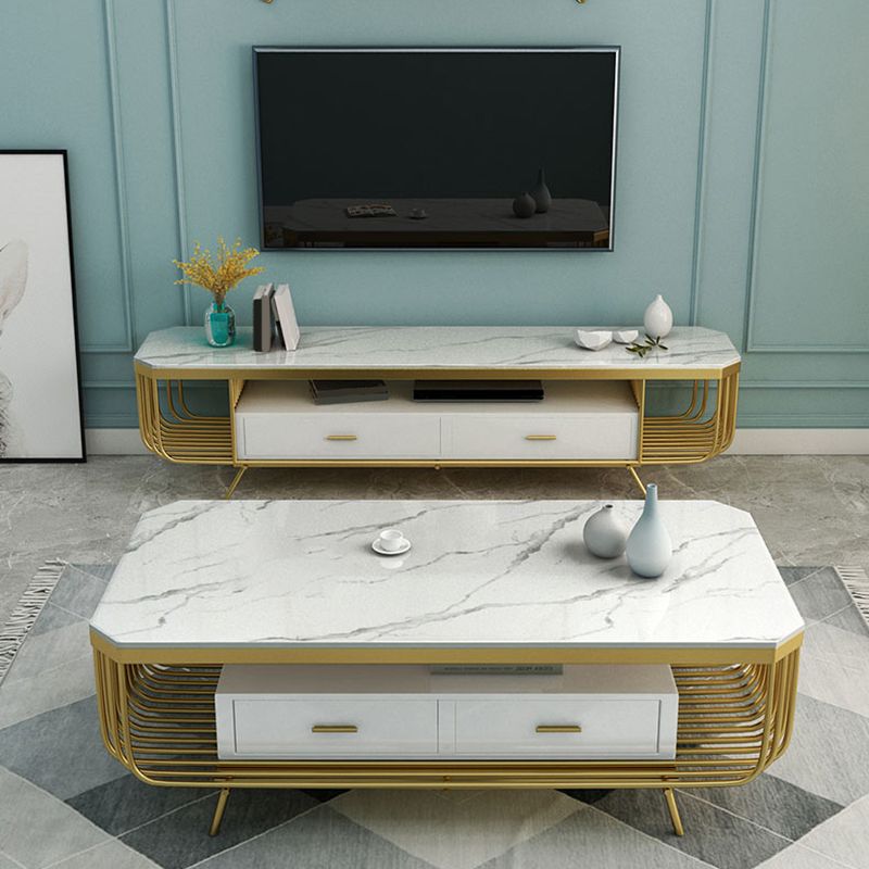 Contemporary TV Media Stand Open Storage TV Console with Drawers