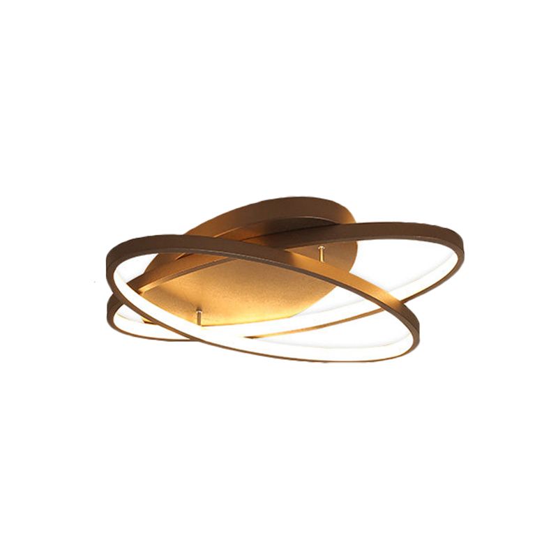 Oval Metallic Ceiling Lighting Modern Black and Gold LED Flush Mount Light for Living Room