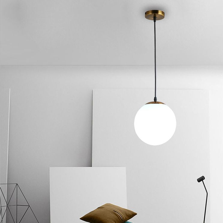 1 Licht bolvormig hanglamp Modern eenvoudig mat wit glas glas eettafel hangende lamp