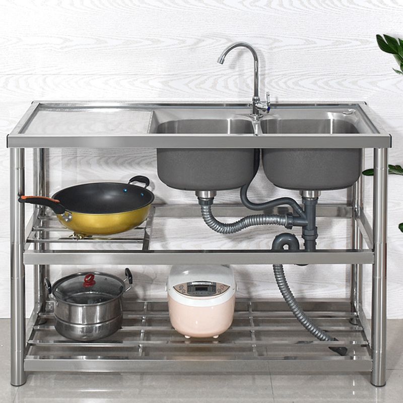 Modern Workstation Ledge Stainless Steel with Accessories and Faucet Workstation