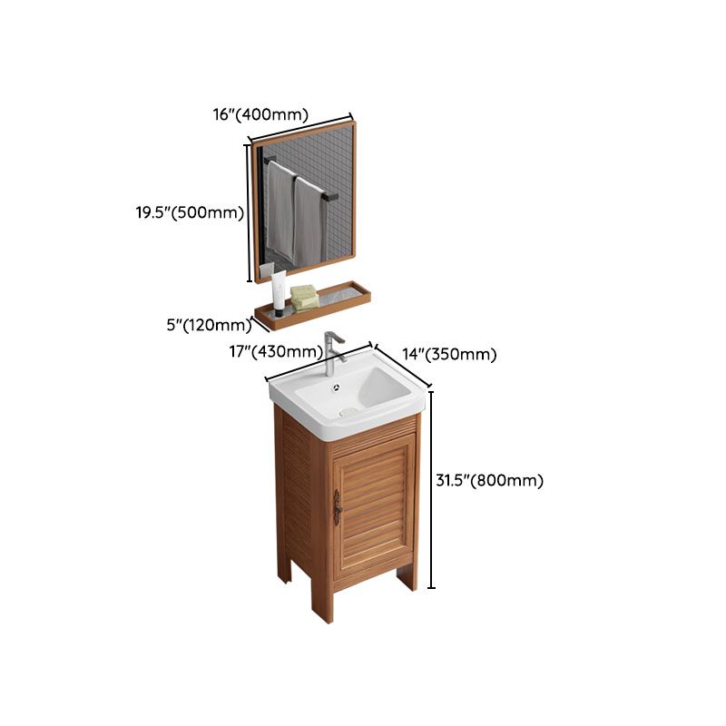 Rectangle Vanity Set Metal Frame Mirror Freestanding 2 Doors Single Sink Bath Vanity