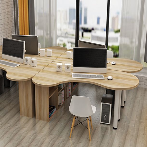 Modern Wooden Office Desk Cable Management Pedestal Writing Desk for Home