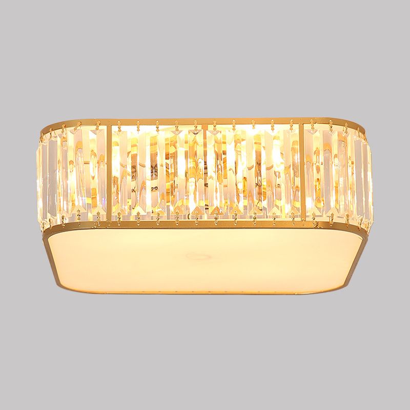 Square Flush Mount Modernism Crystal Ceiling Light Fixture for Bedroom