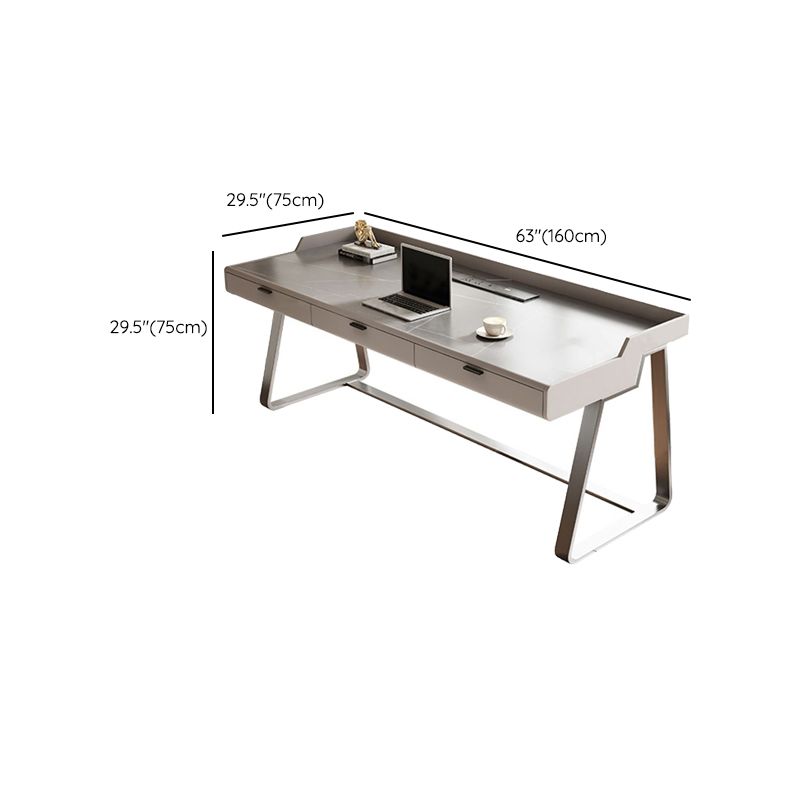 Rectangle Stone Top Office Desk Metal Base Industrial Writing Desk for Office