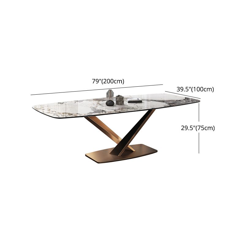 Nordic 1/2/5/6/7 Pieces Dining Set Sintered Stone Top Dining Table with Leather Chairs