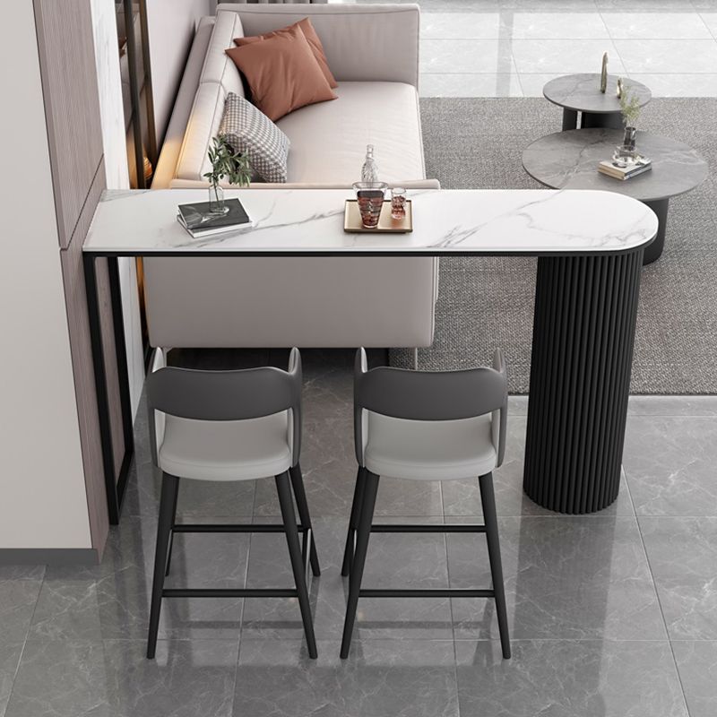 Contemporary Sintered Stone Top Counter High Table with Double Pedestal