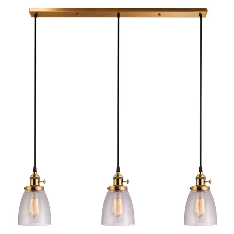 3 Lights Tapered Glass Pendant Industrial Multiple Hanging Lights with Hanging Cord for Bar