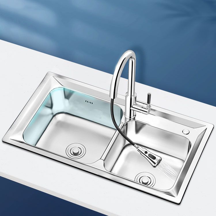 Modern Style Kitchen Sink Stainless Steel Noise-cancelling Design Drop-In Kitchen Sink