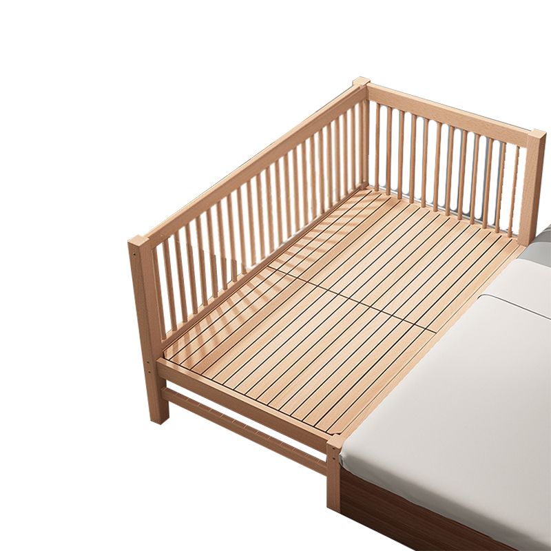 Solid Wood  Baby Crib Farmhouse Birch Nursery Bed with Guardrail