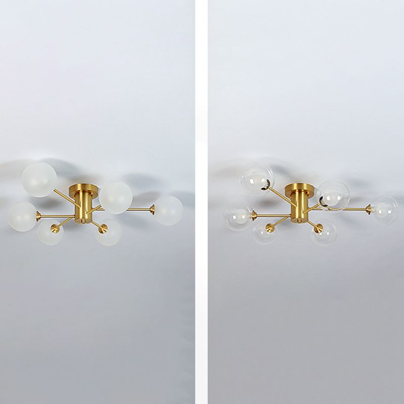 Nordic Style Golden Ceiling Light Ball Shape Glass Shade Ceiling Lamp for Living Room