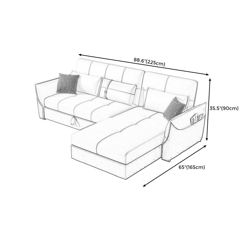 Manual Reclining Cushion Back Sectional Sofa 35.43"High Fabric Sofa Bed with Storage