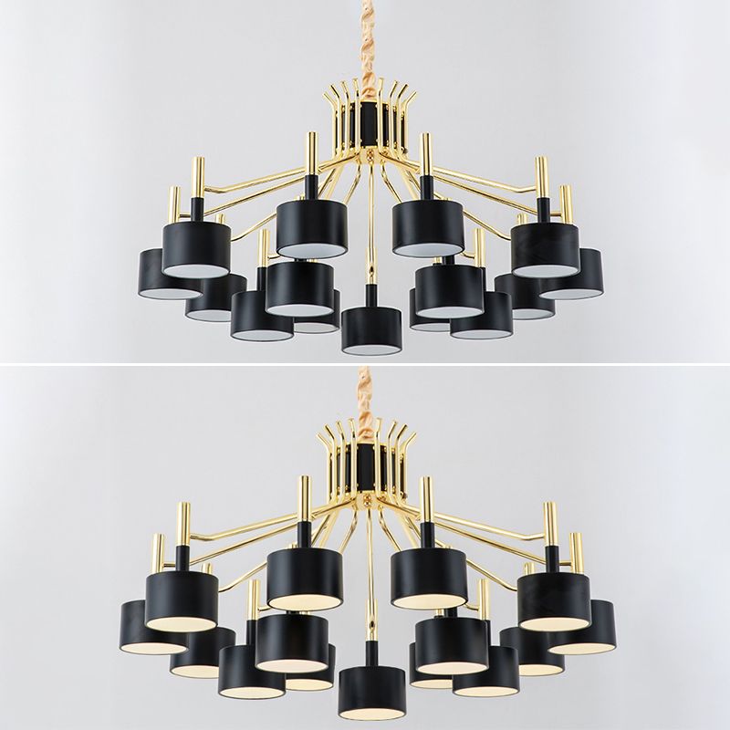 Drum Shade Chandelier Light Post-modern Metal Living Room Suspended Lighting Fixture