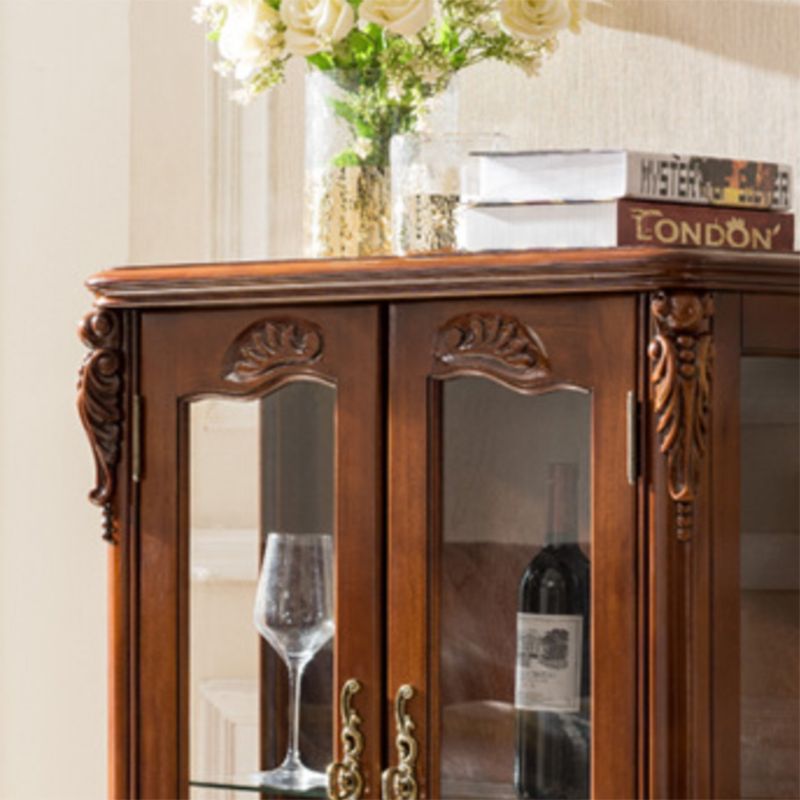 Traditional Curio Cabinet Wood Glass Doors Hutch Buffet for Dining Room