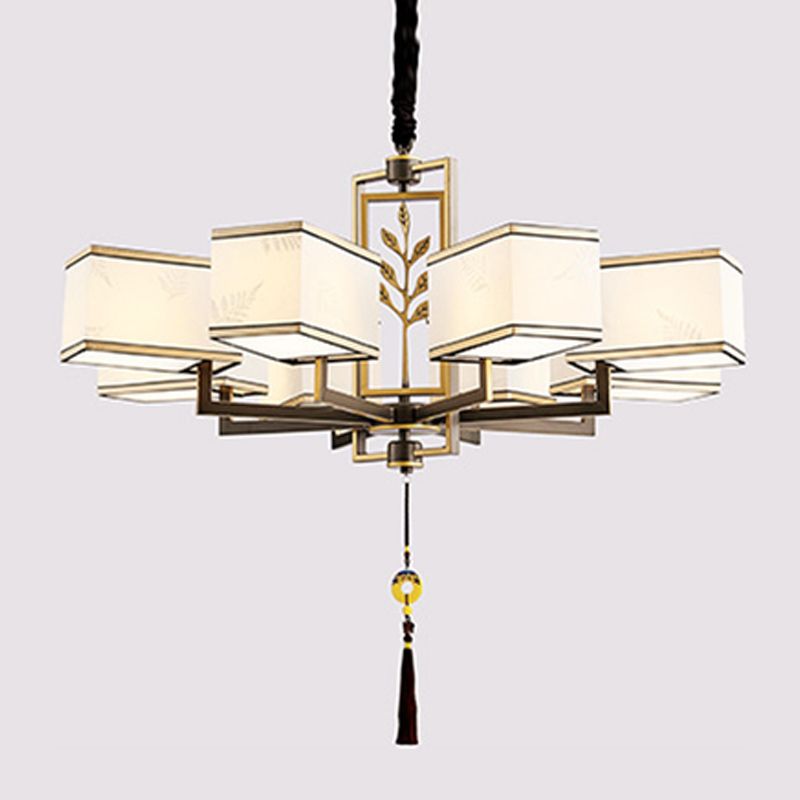 Modern Style Geometry Shape Hanging Chandelier Fabrics Multi Light Hanging Lamp