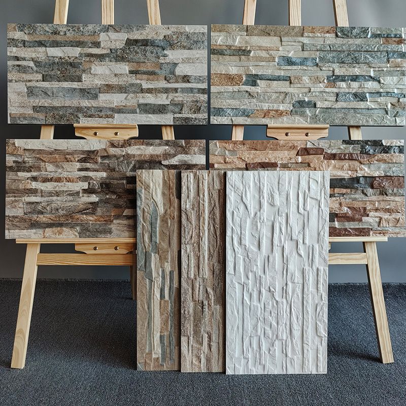 Modern Style Wall Tile Stacked Stone Texture Straight Edge Rectangle Waterproof Wall Tile