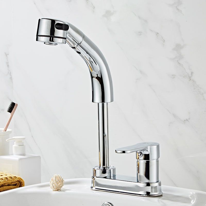 Low Arc Bathroom Sink Faucet with 1 Handle Vessel Faucet with Overflow