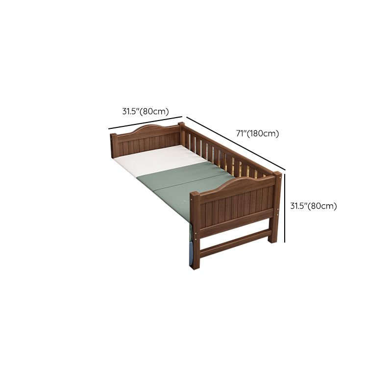 Traditional Coffee Baby Crib with Guardrail Solid Wood Arched Crib