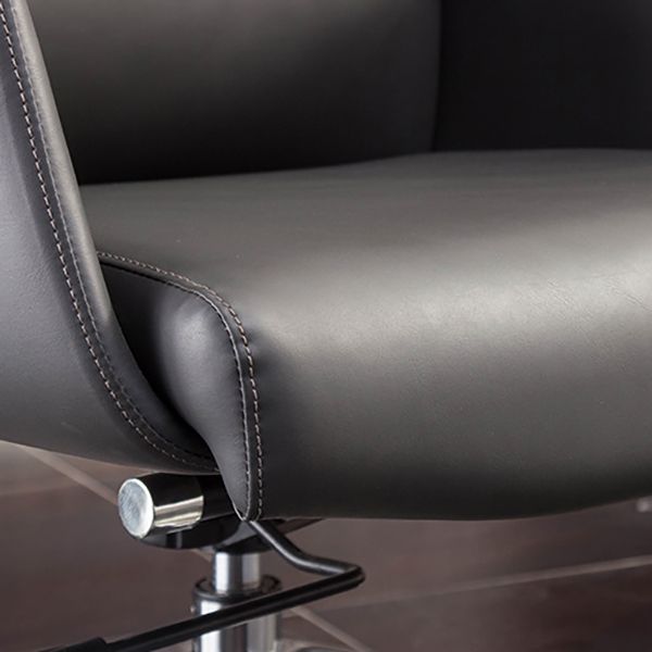 Padded Arms Contemporary Managers Chair Gray Leather Swivel Chair