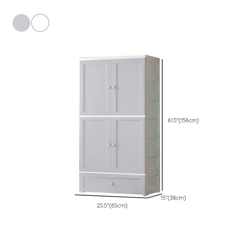 Plastic Kid's Wardrobe Garment Rod Included Armoire Cabinet for Indoor