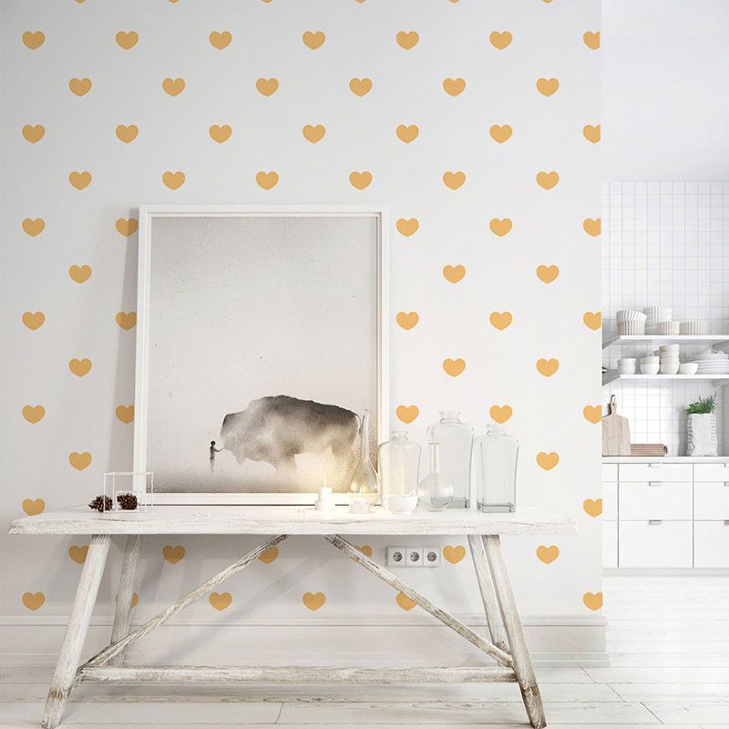 Loving Hearts Wallpaper Roll for Kids Bedroom in Neutral Color, Non-Woven, 20.5"W x 33'L