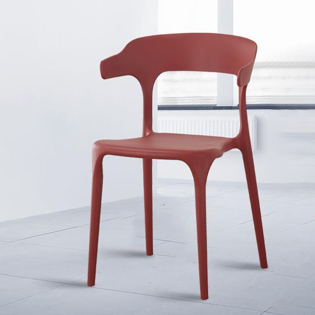 Contemporary Plastic Patio Dining Side Chair Open Back Stacking Side Chair