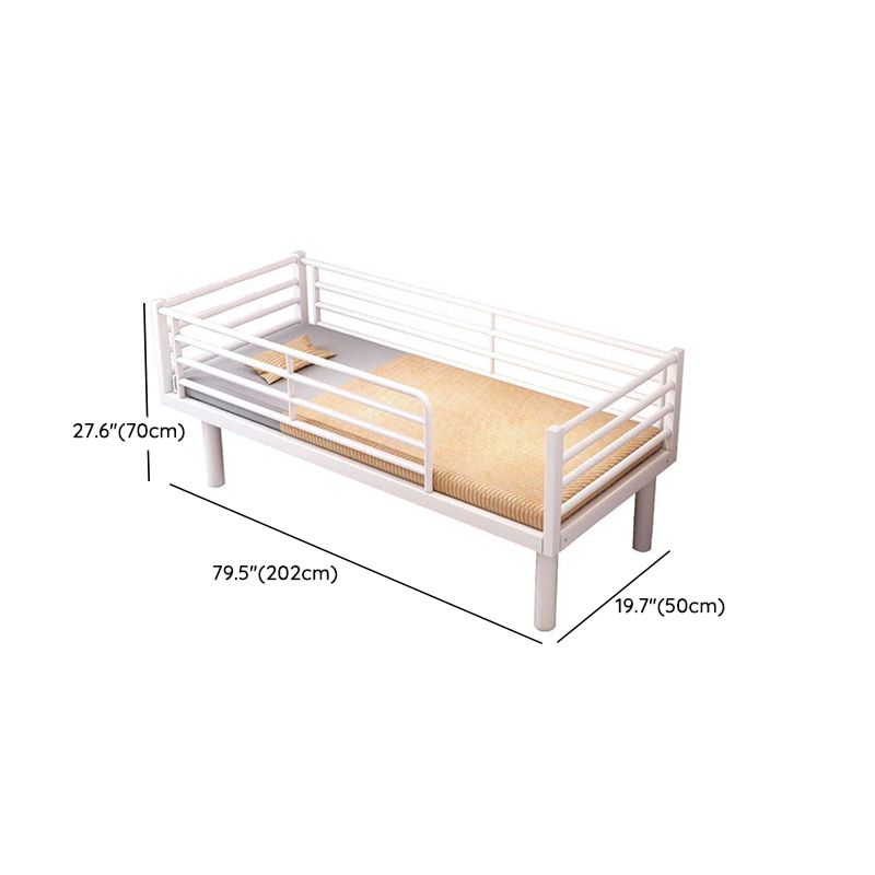 Scandinavian Style Metal Kid Bed White Daybed with Guardrail