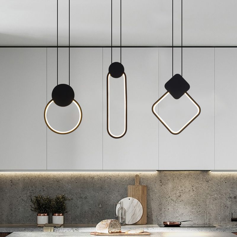 Géométrie Forme Pendant Light Métal contemporain 1 Éclairage pendentif clair en noir