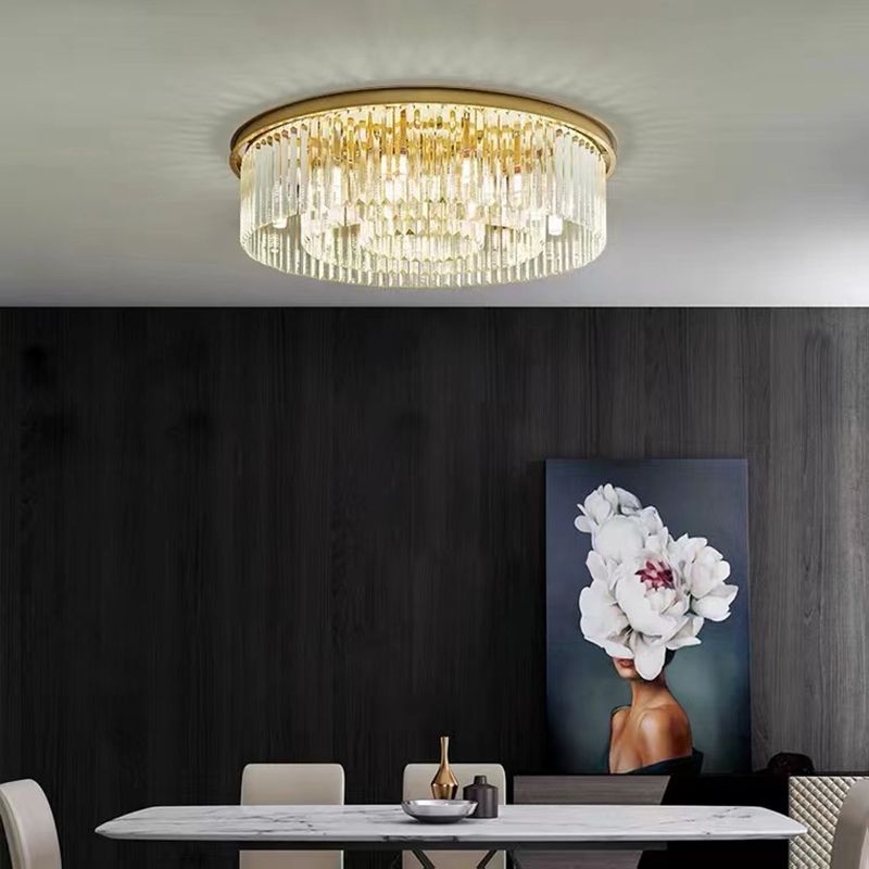 Crystal Geometric Flush Mount Light Fixture Modern Flush Mount Chandelier in Clear